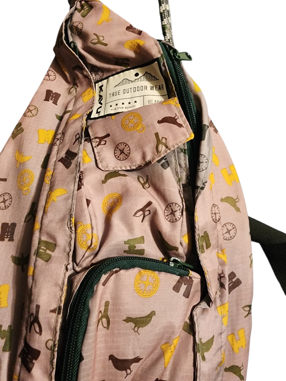 Kavu Shoulder Bag in Pink with Yellow, Green and Brown Accents